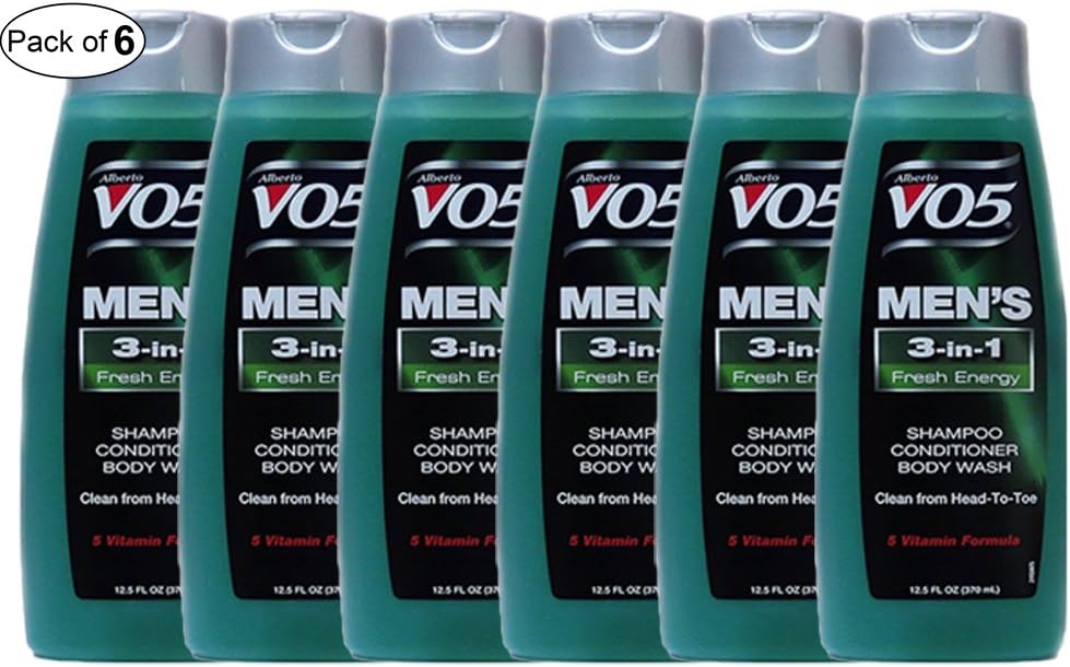 V05 Men’s 3 In 1 Shampoo,Conditioner&Body Wash With Fresh Energy(370ml) (Pack of 6)