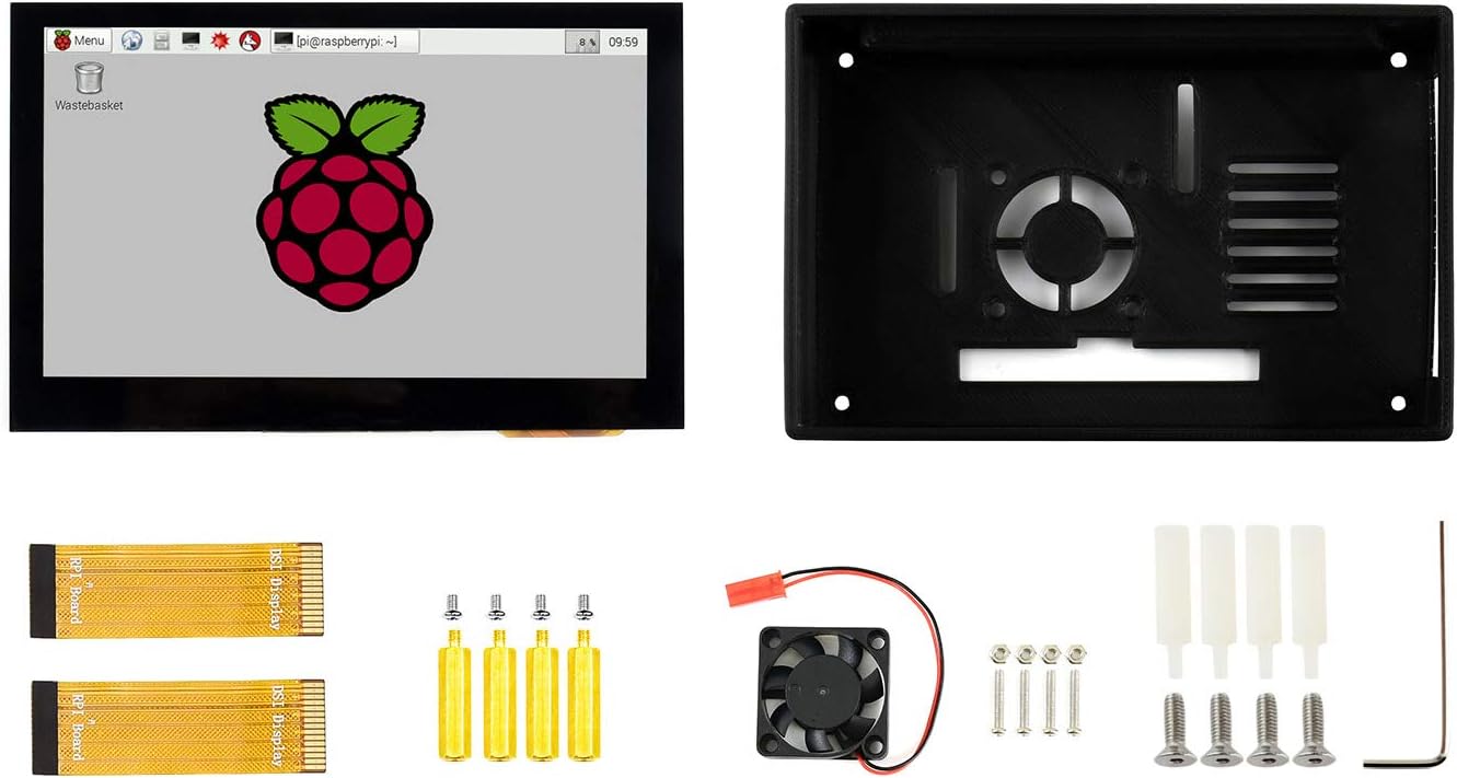 Waveshare 4.3inch Capacitive Touch Display for Raspberry Pi with Protection Case 800×480 Resolution IPS Wide Angle MIPI DSI Interface,Compatible with Raspberry Pi 4 ONLY