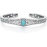 BETHZA Turquoise Bangle Bracelet 925 Sterling Silver Real Turquoise Gemstone Cuff Bangles Navajo Tribe Jewelry Gifts for Women