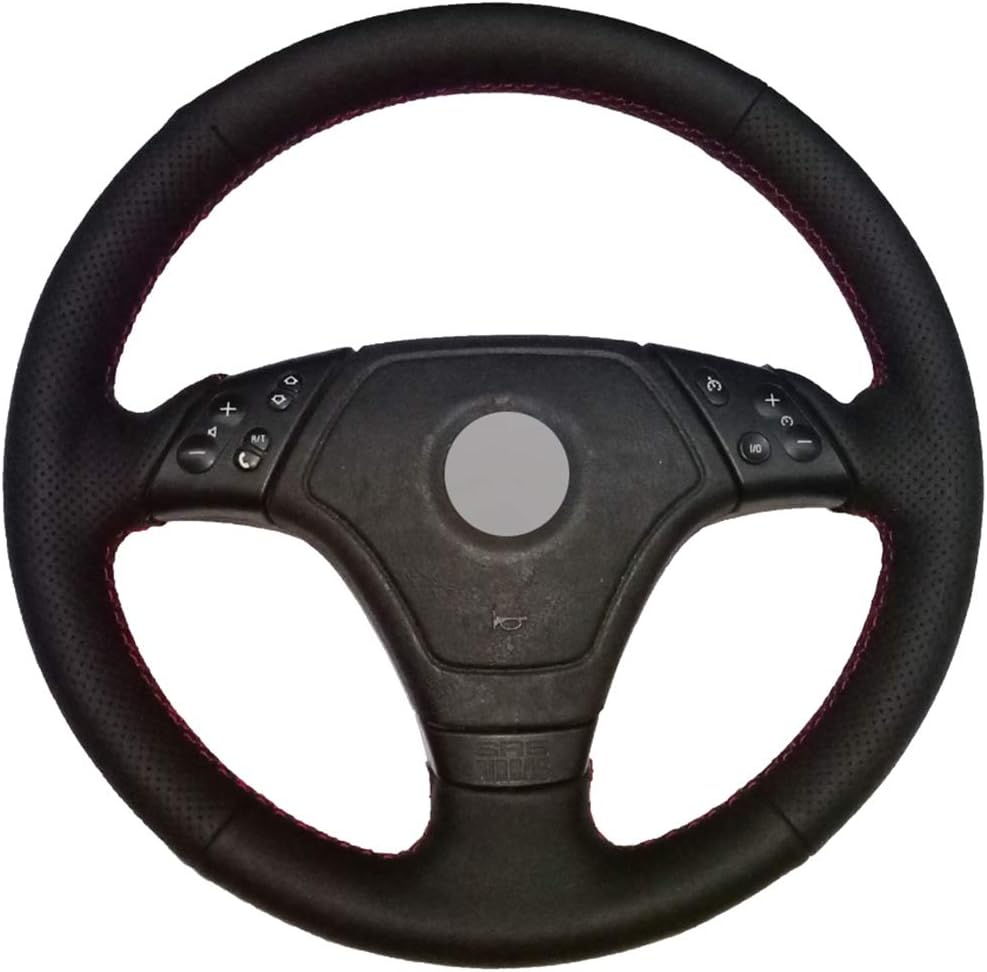 JIANGJUNCHE For Black Artificial Leather Hand stitched Car Steering Wheel Cover for BMW E36 E46 E39