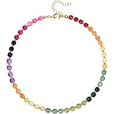 KissYan Beaded Necklaces for Women, Colorful Gemstone Bead Boho Choker for Beach, Natural Stone Handmade Summer Jewelry Gifts