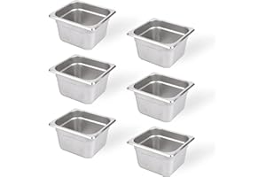 TENUP 6 Pack Anti-Jam Hotel Pans, 1/6 Size 4 Inch Deep, NSF, Commercial 18/8 Stainless Steel Pan，Steam Table Pan, Catering Food Pan