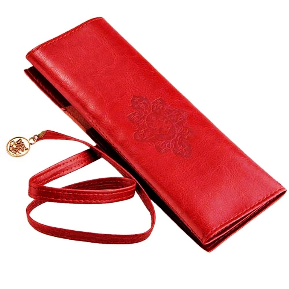 Beauty case - Travel - Make up - Make up - Brush Holder - Lipstick - Nail Polish - Cosmetics - Pen Holder - Cosmetic Bag - Clutch Bag - Organizer - Leather - Woman - red - Gift idea