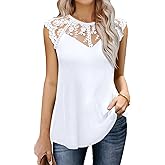 MIHOLL Women's Sleeveless Tops Lace Floral Casual Loose Blouses Tank Shirts
