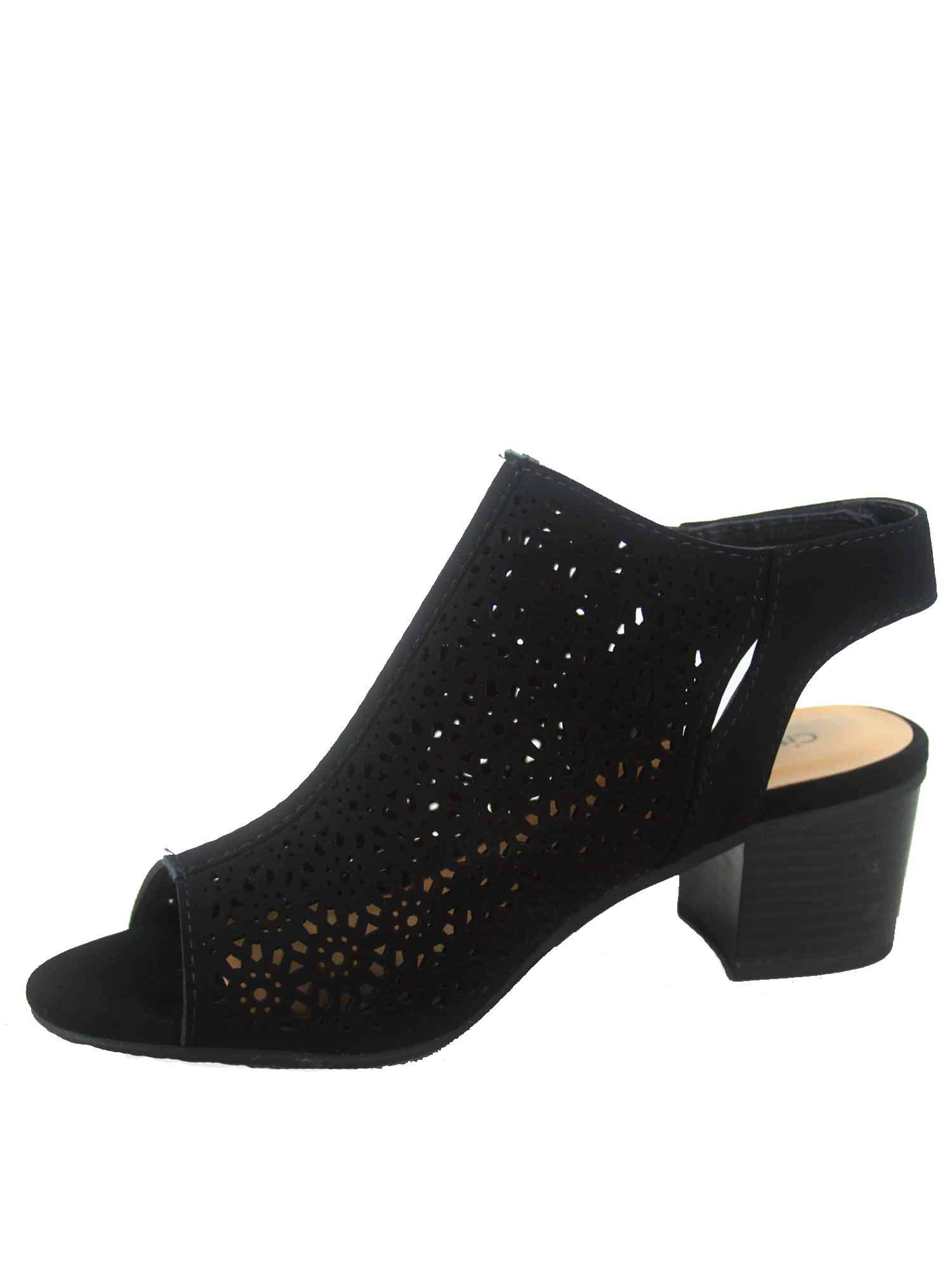 Cityclassified FZ-Elect-s Women's Sexy Peep Toe Perforated Low Chunky Heel Sandals Shoes (7 B(M) US, Black) - Image 4
