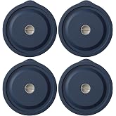 Replacement Lids for Pyrex 7200-PC 2 Cup, Silicone Round Storage Cover Lid for Anchor Hocking Glass Bowl 4 Pack with Date Mark Dark Blue