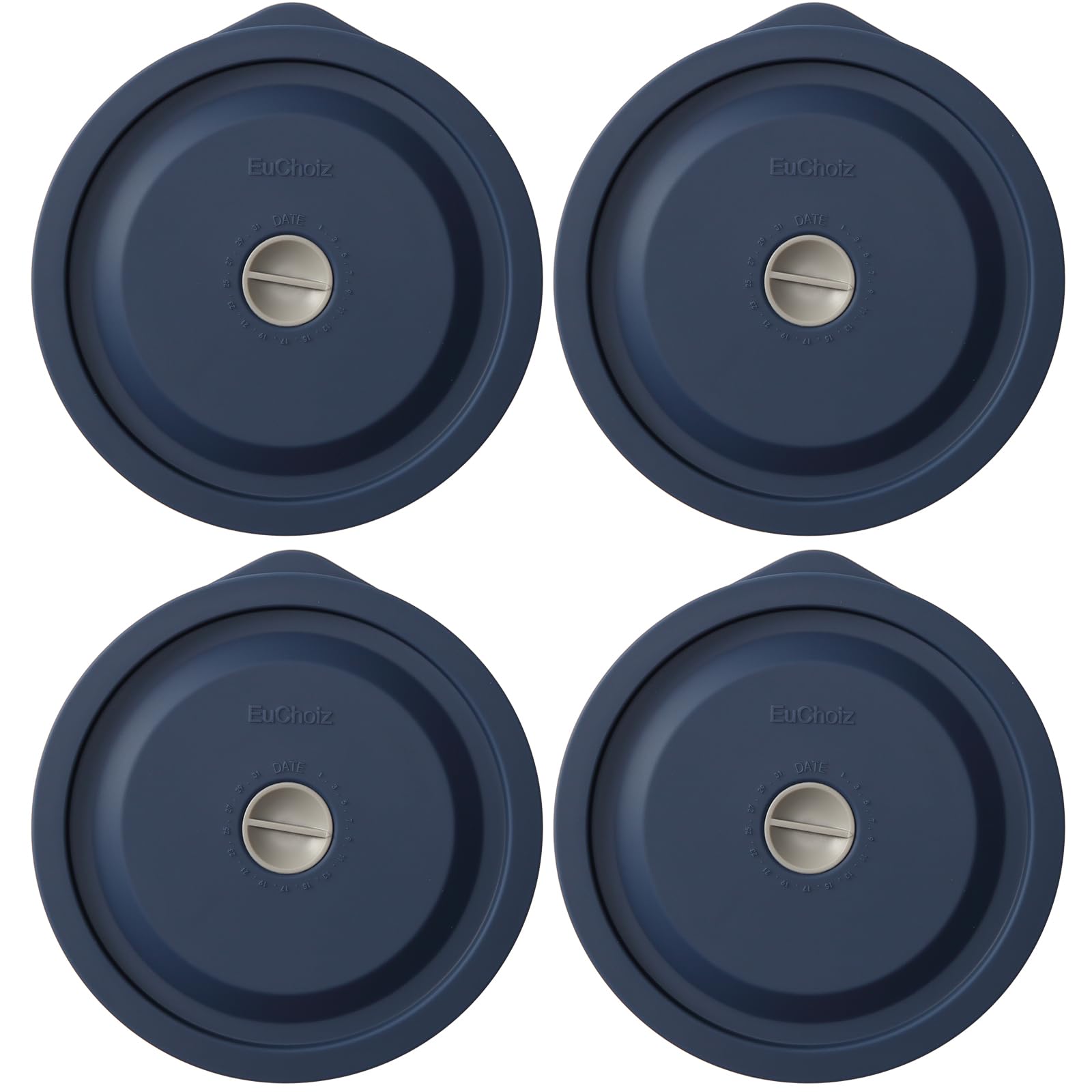 Photo 1 of Replacement Lids for Pyrex 7201-PC 4 Cup, Silicone Round Storage Cover Lid for Anchor Hocking Glass Bowl 4 Pack with Date Mark Dark Blue
