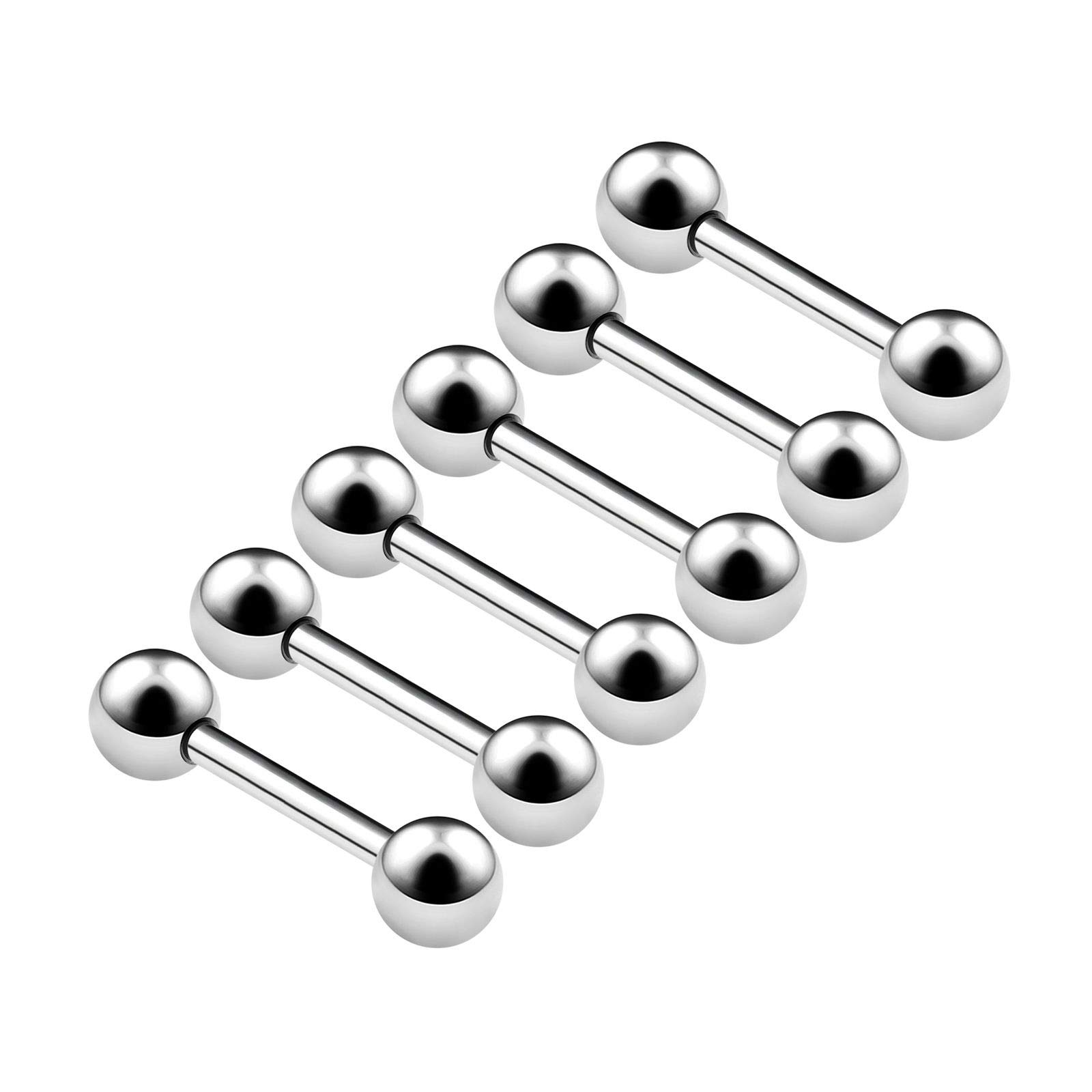 BanaVega 6PCS Surgical Steel Straight Barbell 18 Gauge 5/16 8mm 3mm Ball Tragus Cartilage Daith Earrings Helix Piercing Jewellery 6352