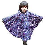 Dopobo Children Rain Poncho Waterproof Reusable Hooded Rain Jackets Fast Dry Raincoat (L, Blue)