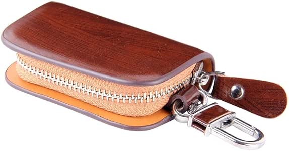 Caja de la llave del coche Universal de cuero de grano de madera de la