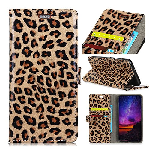 Samsung Galaxy J6 Plus Case shine leopard cover Faux Leather and Silicone