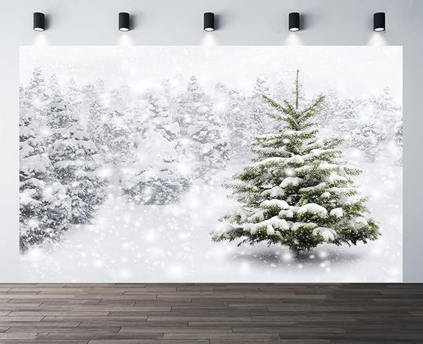 WINTER CHRISTMAS BACKDROP NATURAL WINTER FOREST SNOWFLAKE SNOWFALL BACKGROUND XMAS WHITE SNOW TREE PHOTO HOME PARTY DECORATION PHOTO STUDIO PROPS 7X5FT