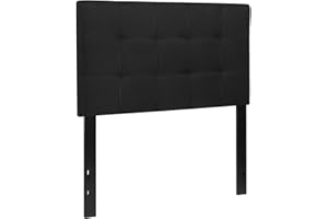 Flash Furniture Bedford Box Stitch Tufted Upholstered Twin Size Headboard in Black Fabric