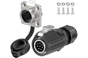 E-WeiChat EW-LP16 Industrial Waterproof Connector IP68 Quickly Plugging Aviation Connector Anti-Interference Circular Connector Fast Release Electrical Connector M16 2-9 Pin Flange Socket (8 Pin)