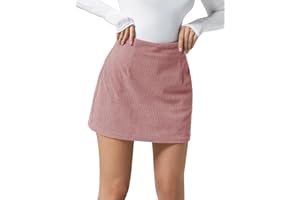 Wenrine Womens Corduroy Mini Skirt High Waisted Basic Casual A-line Short Fall Winter Skirts