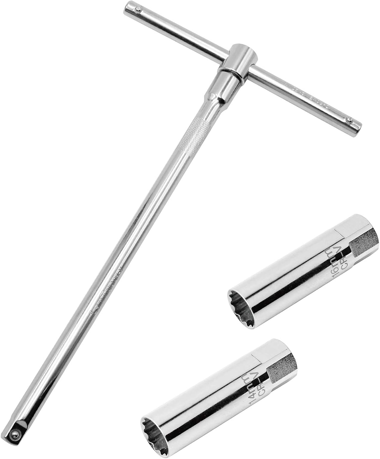 Spark Plug Wrench Remover Installer Tool Set, 12-Point Removal Tool 3/8 inch 14 mm & 16 mm Adjustable T-Wrench Drive Torque