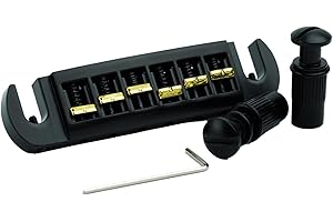 Guyker Guitar Bridge String Spacing 10.5mm, Zinc Alloy Dual-Tone Adjustable Wraparound Tune O Matic Bridge Tailpiece with Studs for 6 String Les Paul LP SG Electric Guitar (GM001, Black)