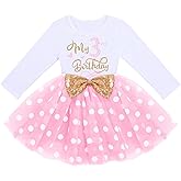 Baby Girl 1st 2nd 3rd Birthday Outfit Mouse Dress Polka Dots Tutu Skirt Cake Smash Long Sleeve Clothes for Photo Shoot