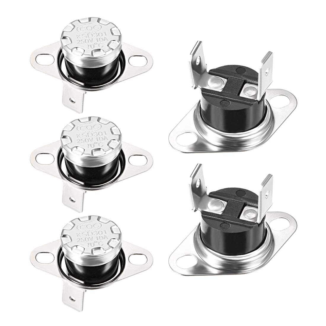 sourcing map KSD301 Thermostat 70°C/158°F 10A N.C Adjust Snap Disc Temperature Switch for Microwave,Oven,Coffee Maker 2pcs,Bakelite Material