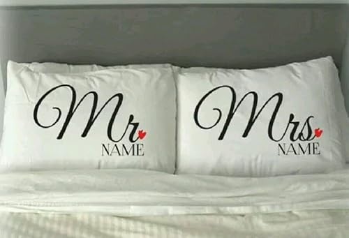 Amazon Com Mr And Mrs Personalized Pillow Cases With Heart