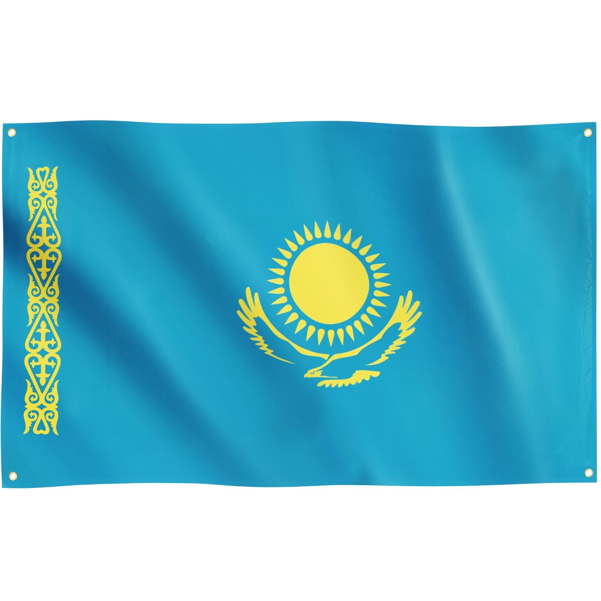 Runesol Kazakhstan Flag, 91x152cm, 3ft x 5ft, 4 Grommets, Eyelet In Every Corner, Kazakh National Flag, Republic of Kazakhstan, Premium Flags, Inside, Outside, Vivid Colours — image 1