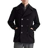 IDEALSANXUN Mens Casual Double Breasted Wool Trench Coat Peacoat Winter Jackets