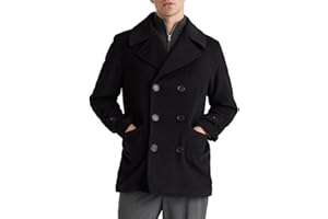 IDEALSANXUN Mens Casual Double Breasted Wool Trench Coat Peacoat Winter Jackets