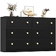 Nicehill 6 Drawers Dresser for Bedroom, Fabric Storage Tower, Dresser & Chest of Drawers Organizer，Storage Cabinet, Hallway, Closets, Living Room, Black Wooden Dresser（Black）
