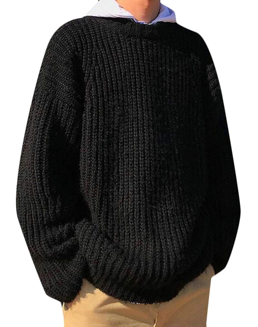 Etecredpow Men Oversized Rib-Knit 