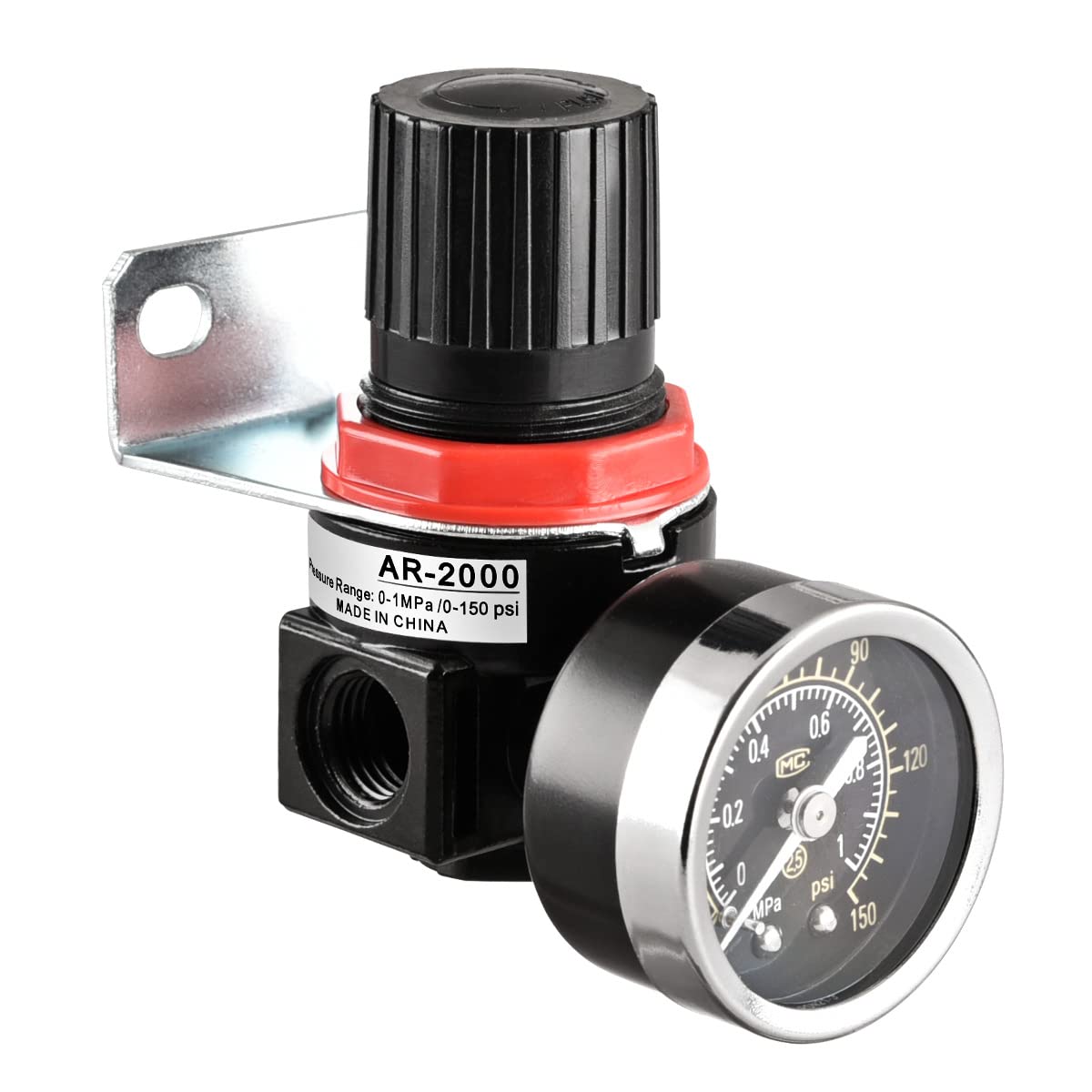 Heschen Gas Air Source Treatment Regulator, Pressure Regulating Valve, AR2000, 0-1MPa Gauge Range,With Filters, for Compressed Air Systems