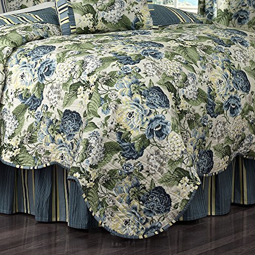 WAVERLY Floral Flourish Quilt Set, 90x104, Porcelain Home Garden Linens Bedding Bedding Quilts Sets