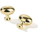 khtumeware 10 Pack 1-3/8 inch(35mm) Polished Brass Cabinet Knobs Dresser Knobs Oval Drawer Knobs Kitchen Cabinet Hardware Egg Knobs for Dresser Drawers