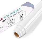 IModeur White HTV Vinyl 12 x 5 ft for Fabric PET Backing Easy to Weed