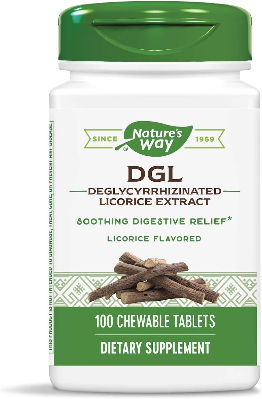 Nature's Way DGL 3:1 (Deglycyrrhizinated Licorice) Digestive Relief, Original, 100 Chewables: Health & Personal Care