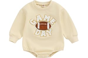 BIAYXMS Newborn Baby Girl Boy Football Outfit Sweatshirts Romper Game Day Oversized Bodysuit Sweater Fall Winter Pullover