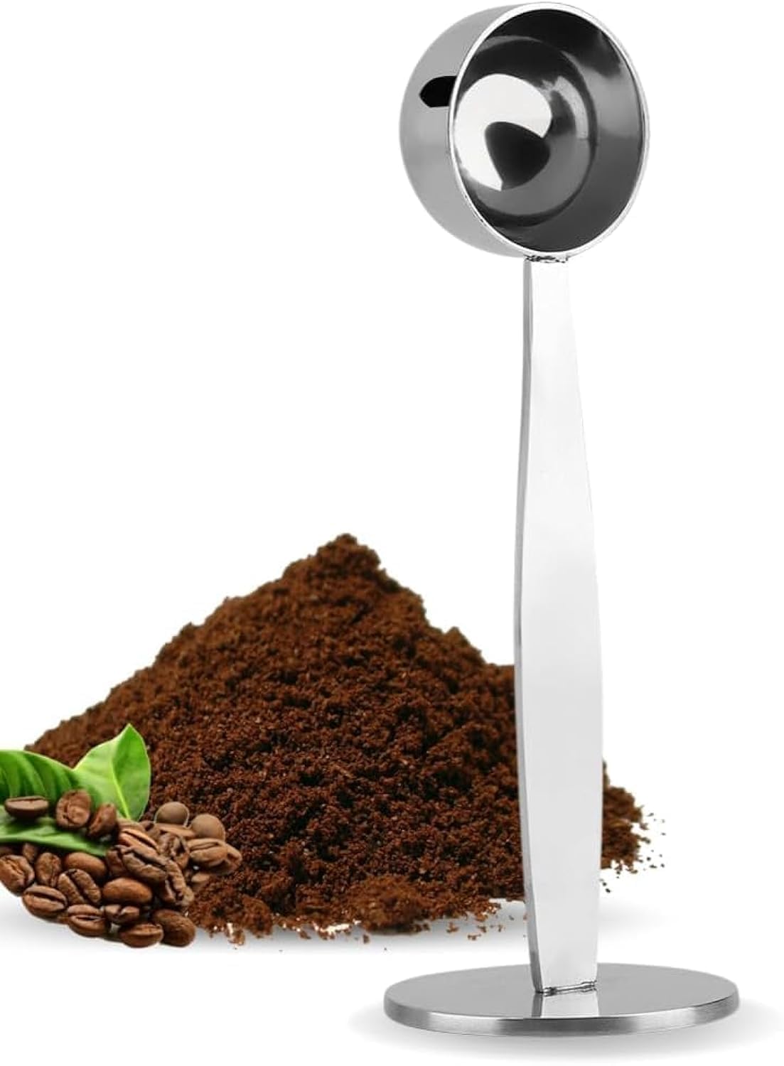 YUMILI Stainless Steel Coffee Measuring Spoon with Tamper, 1-unit, Ideal for Coffee Bean Powder, Cocoa, Protein, Tea, Spices etc., Dishwasher Safe, 14.5 x 5 x 3.5 cm, 87 g