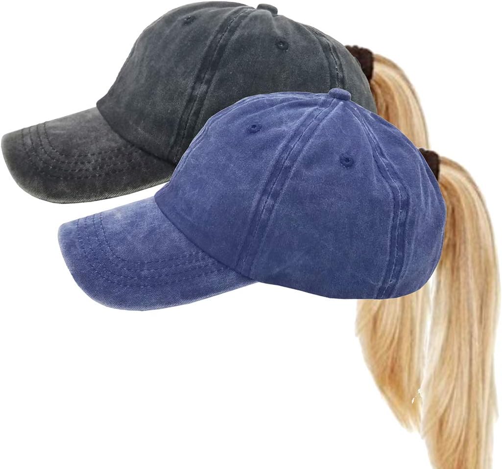 EohakPonytail Baseball Hat Distressed Retro Washed Womens Twill