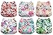 Mama Koala 2.0 Baby Cloth Diapers with Suede Cloth Lining and Tummy Panel, Washable Reusable Pocket Diapers, 6 Pack with 6 Bamboo Diaper Inserts (Bloomin' Lovely)