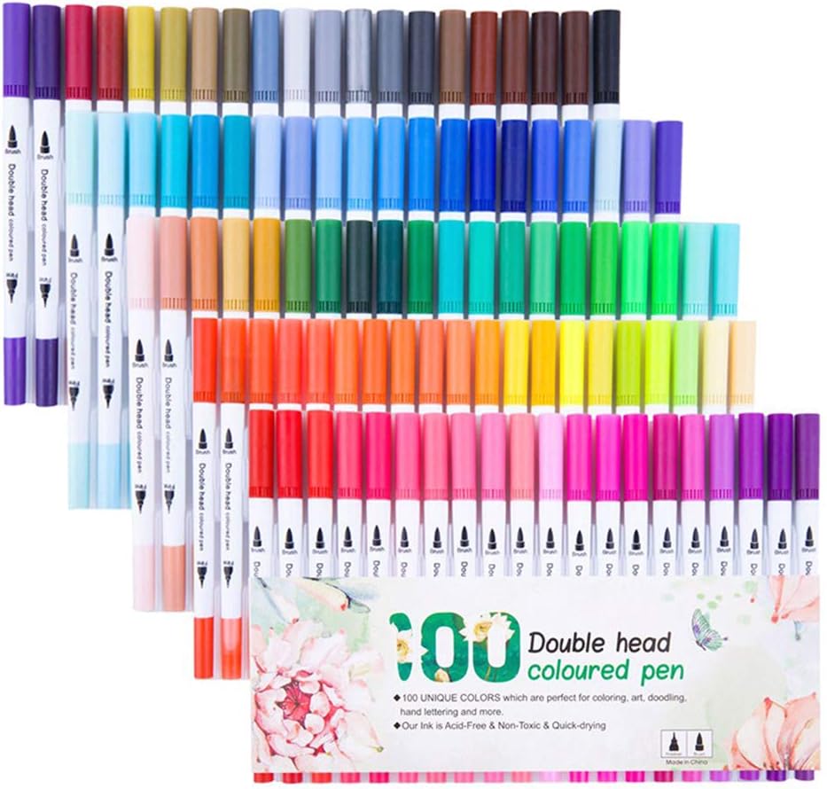 Wopam Watercolor Brush Pens Set Dual Tips Soft Fine Art Markers Graffiti Drawing Pen For Adult Kids Drawing Coloring Calligraphy Artists and Beginner Painters