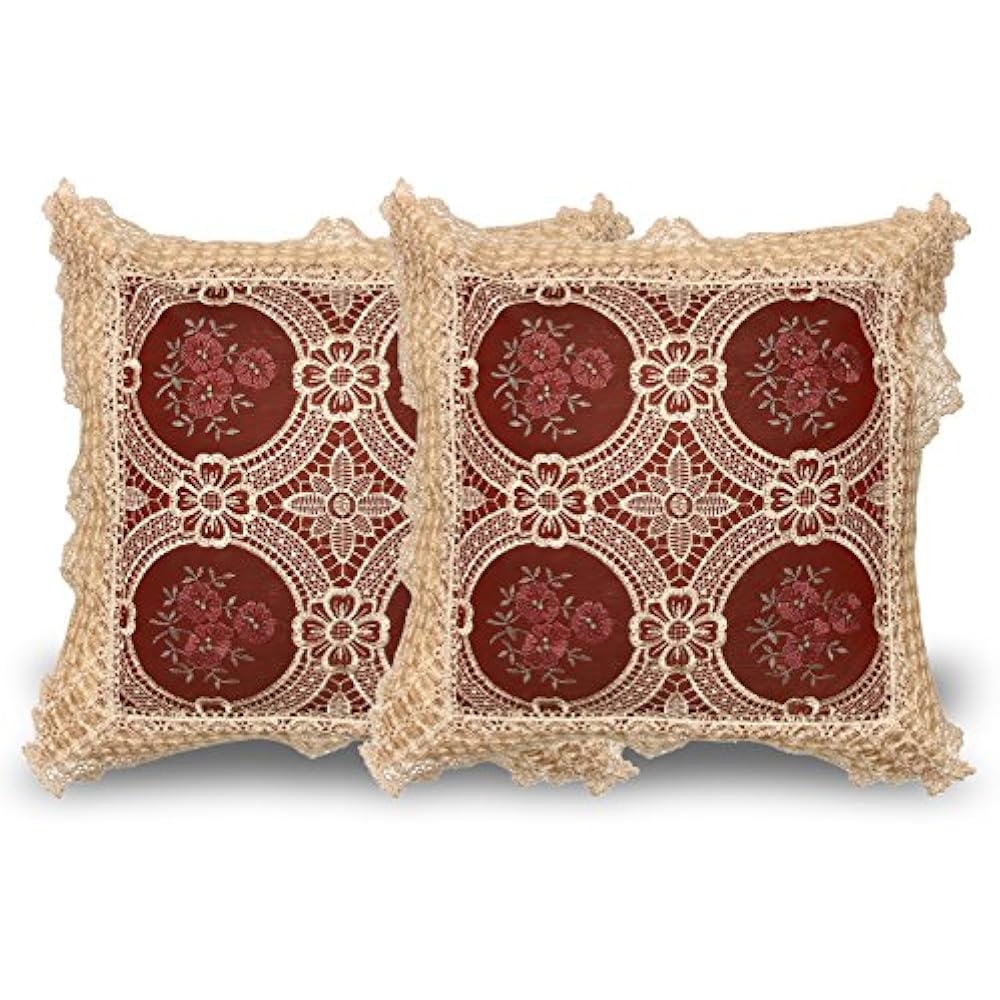 Set Of 2 Decorative Lace Throw Pillow Case Shams Cushion Cover, Square