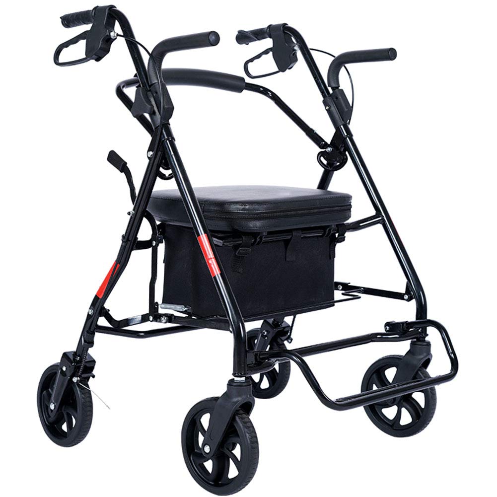 3 in 1 Upright Rollator Walker, with Seat and Basket, with 4Wheels, Height Adjustable Handles, Dual 