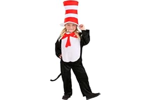 elope Toddler The Cat in the Hat Costume - Jumpsuit, Detachable Tail, and Hat, Officially Licensed