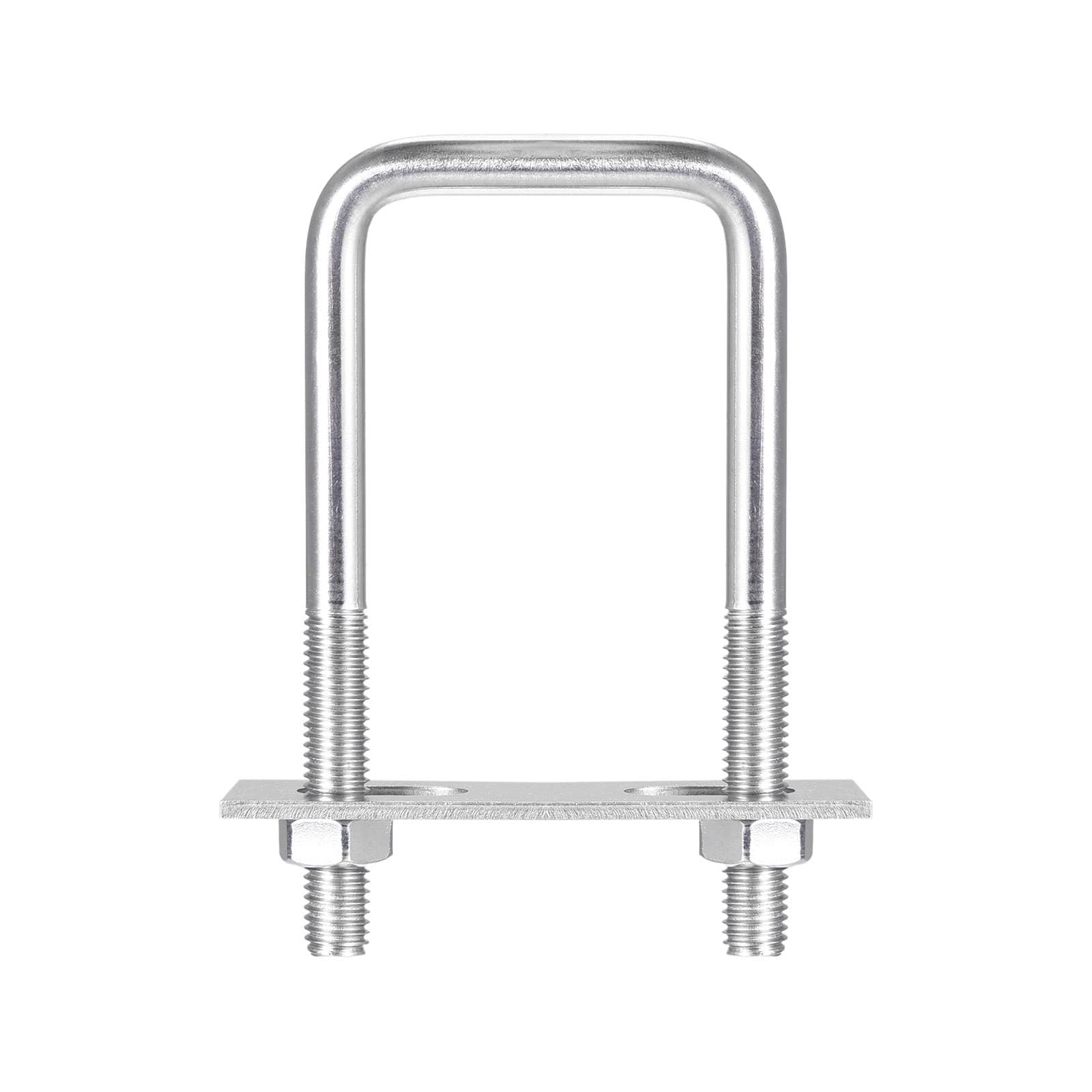 TA-VIGOR 3 sets M10 Square U-Bolts, 52mm Inner Width 120mm Length 304 Stainless Steel U-Bolts with Nut, Plate for Attaching Piping Conduit Cable Tube Brackets Boat Trailer