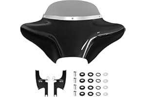 ATECIM Front Outer Batwing Fairing with 6" Smoke Windshield Chrome Windscreen Trim For Harley Touring Road King FLHR 1994-202