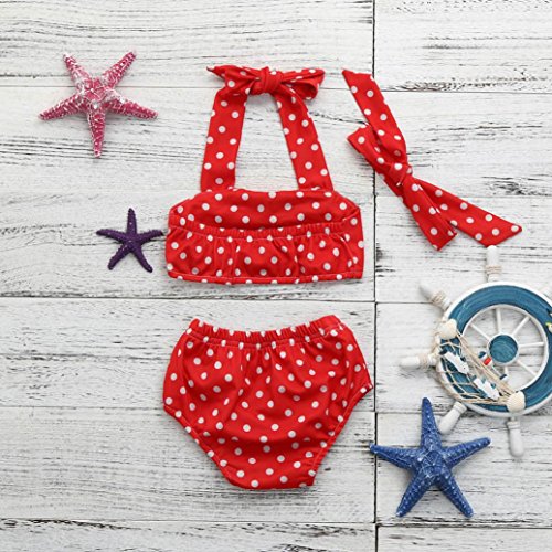 Leegor 3Pcs Baby Swimsuit, Infant Girls Swimwear Straps Dot Swimsuit Bathing Bikini Set Outfits