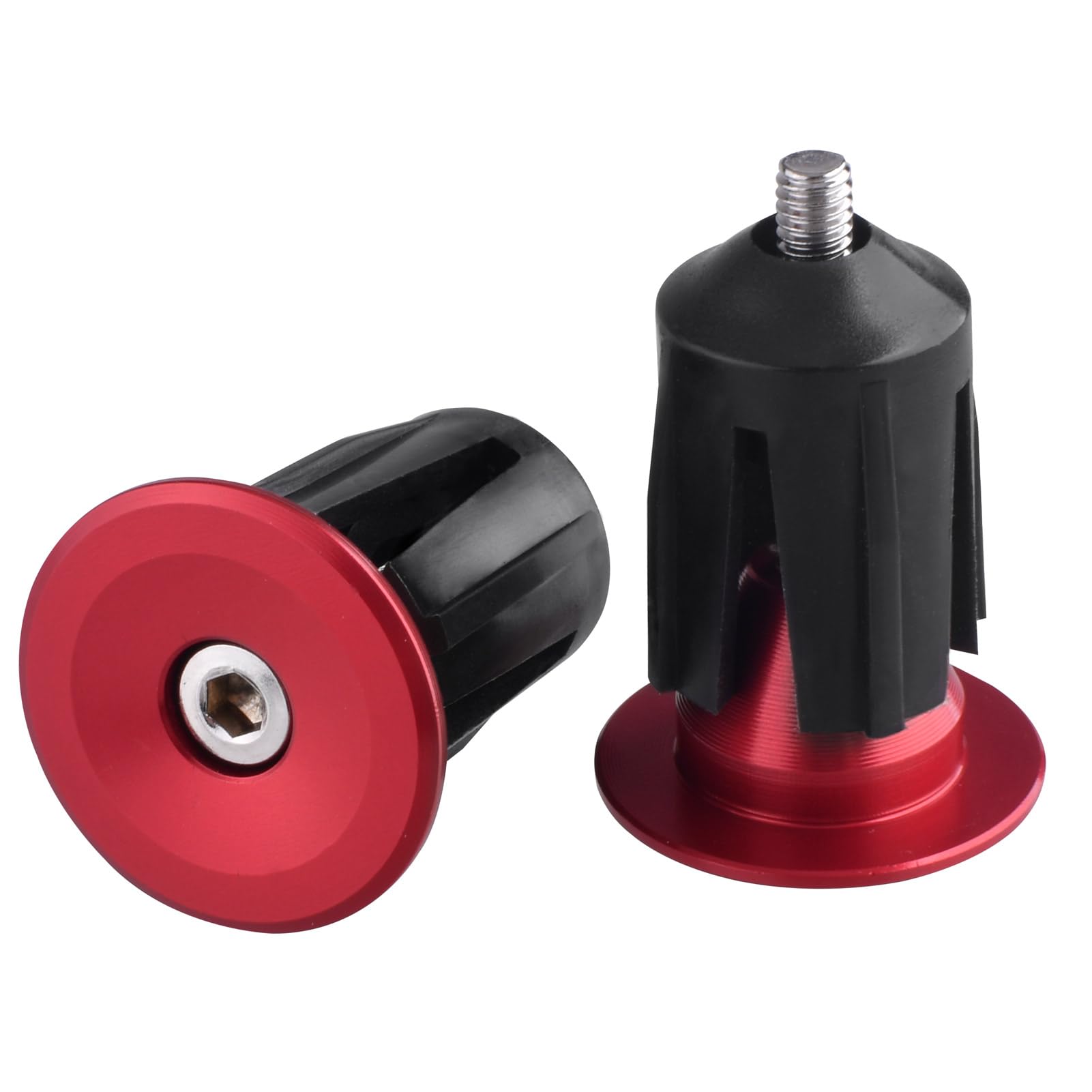Azarxis Bike Handlebar Bar End Plugs Caps Aluminum Alloy Bicycle Handle Bar Ends 2 Pack for Road Bike Mountain Bike MTB BMX Fixie (Red, 23.5mm)