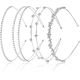 Bruislard 4 Pcs Silver Rhinestone Headband for Women Girls, Bridal Wedding Headband Metal Hair Band Tiara Prom Hair Accessories Crystal Flower Sparkly Diamond Crown