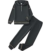 YOURUIKEY Girls Fall Winter Outfits 2 Piece Clothing Set Zipped Up Pocketed Hoodies Sweatpants Kid Sweatsuit Jogger Set 7-14Y