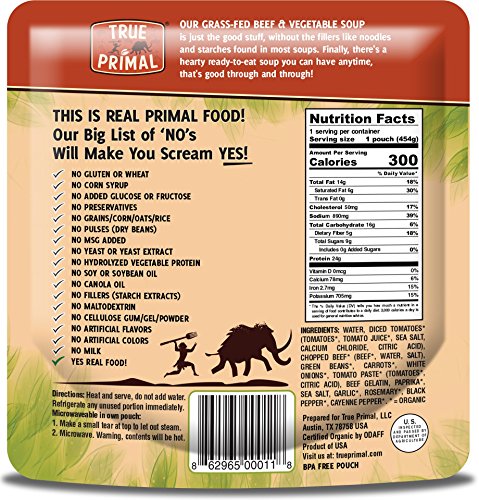 True Primal Organic Grass-Fed Beef & Vegetable Soup (Paleo, Gluten-free, Whole30) 10-pack - Thumbnail 2