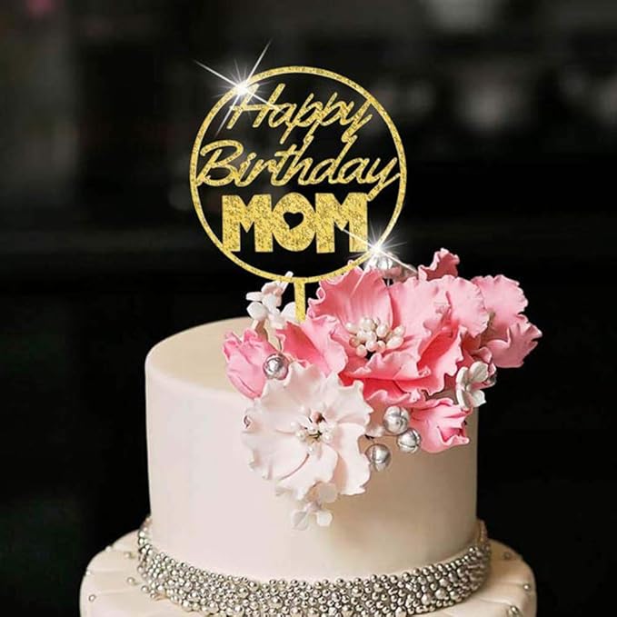 YUINYO Happy Birthday Cake Topper For MOM party, Cake